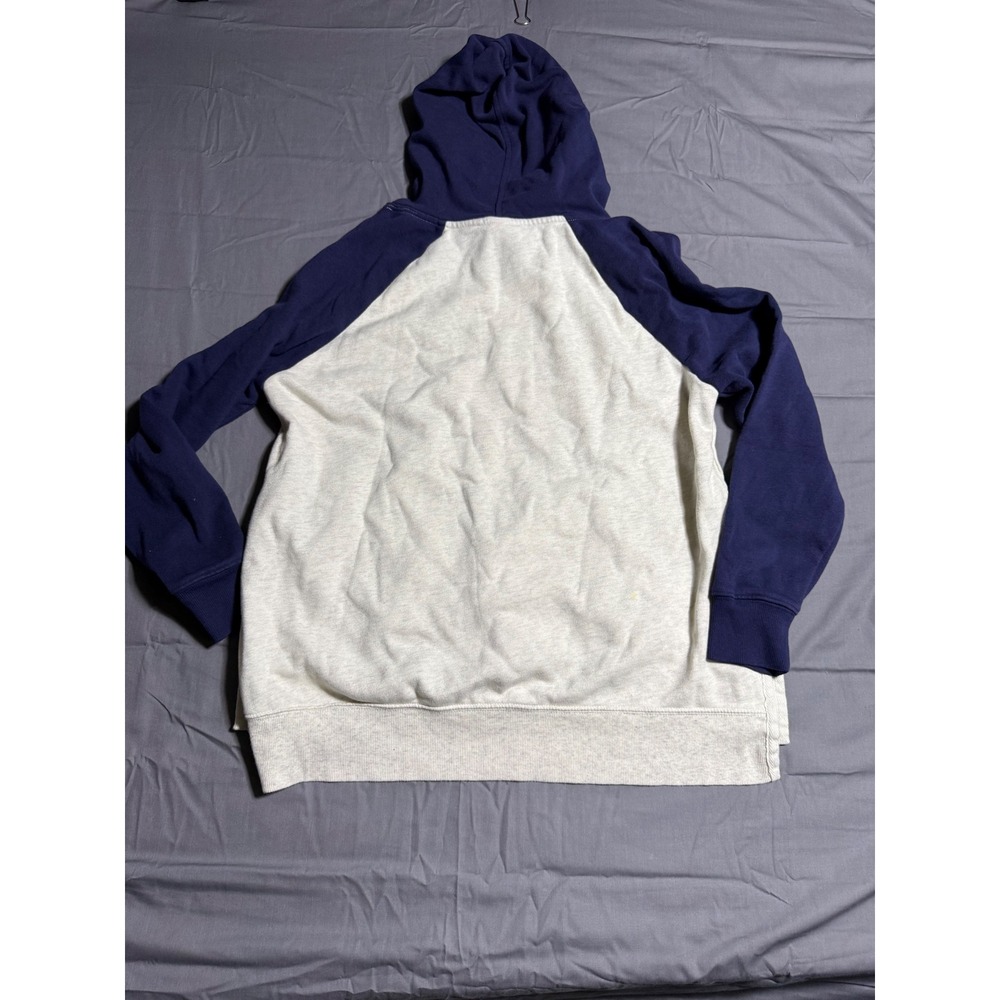Old Navy Hoodie Women M Gray Navy‎ Raglan Colorblock Fleece Pullover Sweatshirt